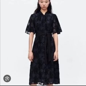 Zara jacquard Black midi dress